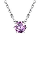 catchy silver round rolo chain June birthstone baby necklace